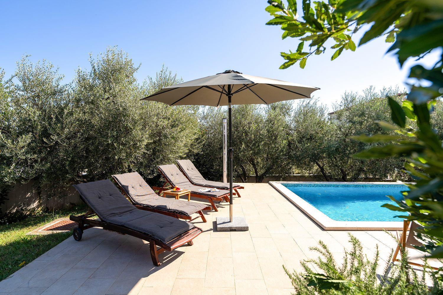 Idyllische Mit Panorama Meerblick, Privatpool, Babybett, Aussendusche, Umgeben Von Oleander Und Oliven Ferienhaus Poreč